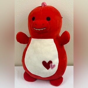 Squishmallows HugMees Red Dinosaur Plush with Heart Accents